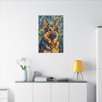 German Shepherd Post-Impressionist Oil Painting Canvas Wall Art Decor, Dog Lover Gift, Pet Owner Present, GSD Art Print