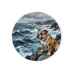 English Bulldog Coastal Cliffside Gift Set — Mug + Coaster + Sticker | Tritan