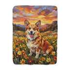 Corgi Acrylic Gallery Print Sunset Prairie Throw Blanket | Premium Dog Prints | Tritan — primary view