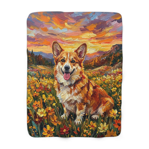 Corgi Acrylic Gallery Print Sunset Prairie Throw Blanket | Premium Dog Prints | Tritan — primary view