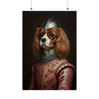 Cavalier King Charles Spaniel Medieval Knight Portrait Matte Poster, Regal Dog Art Print, Cavalier King Charles Spaniel Lover Gift, Wall Art