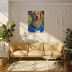 Golden Retriever Oil Painting Soccer Portrait Canvas Wall Art - Dog Lover Gift, Pet Decor for Home, Premium Stretched Canvas Print