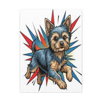 Yorkshire Terrier Canvas Print - Dynamic Comic Book Art with Halftone Dots - Energetic Yorkie Pop Art for Dog Lovers