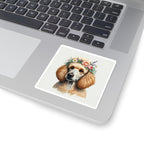 Poodle Watercolor Floral Crown Kiss-Cut Stickers | Premium Dog Prints | Tritan