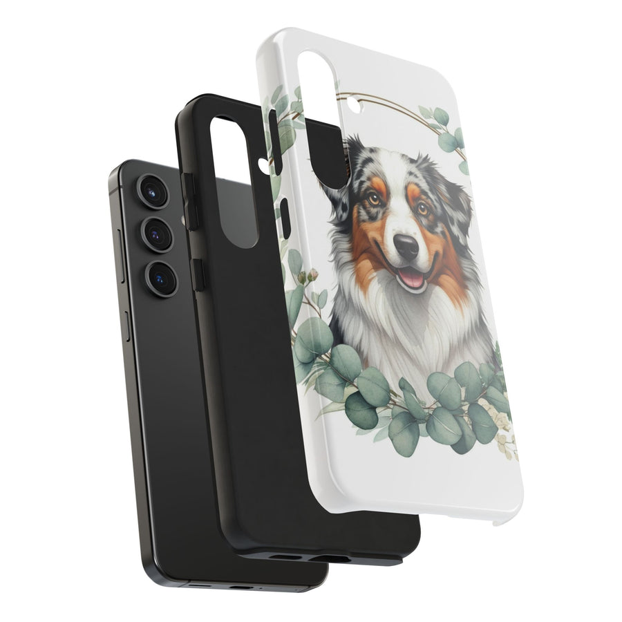 Australian Shepherd Watercolor Botanical Wreath Phone Case | Premium Dog Prints | Tritan — detail view