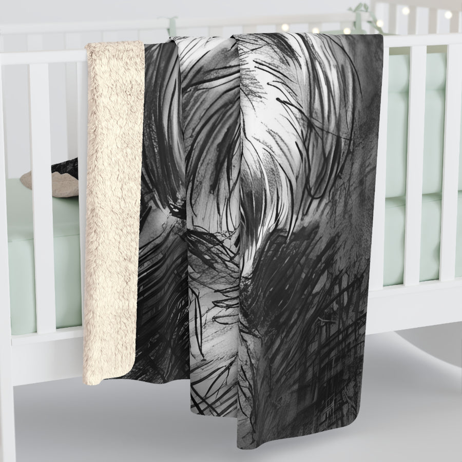 Shih Tzu Charcoal Portrait Sherpa Fleece Blanket | Dog Lover Gift