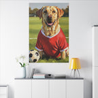 Labrador Retriever Oil Painting Soccer Portrait Canvas, Lab Dog Wall Art Decor, Sports Fan Gift for Home, Pet Art