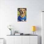 Golden Retriever Oil Painting Soccer Portrait Canvas Wall Art - Dog Lover Gift, Pet Decor for Home, Premium Stretched Canvas Print