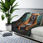 French Bulldog Low Poly Forest Sherpa Fleece Blanket | Dog Lover Gift