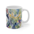 Siberian Husky Watercolor Ceramic Coffee Mug 11oz, Soft Dog Painting, Siberian Husky Lover Gift