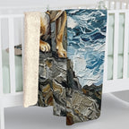 Acrylic Gallery Print Labrador Retriever - Coastal Cliffside | Sherpa Fleece Blanket — detail view