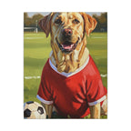 Labrador Retriever Oil Painting Soccer Portrait Canvas, Lab Dog Wall Art Decor, Sports Fan Gift for Home, Pet Art