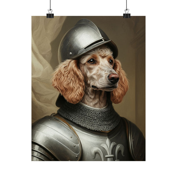 Poodle Medieval Knight Portrait Matte Poster, Regal Dog Art Print, Poodle Lover Gift, Wall Art