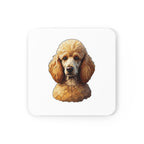 Poodle Low Poly Monochrome Gold Cork Back Coaster | Dog Lover Gift