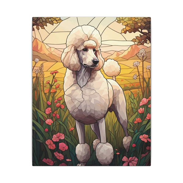 Poodle Stained Glass Stretched Canvas Wall Art Print | Dog Lover Gift | Elegant Pet Portrait Home Decor for Dog Mom