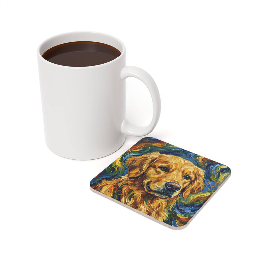 Golden Retriever Post-Impressionist Oil Painting Coaster | Dog Art Gift | Pet Decor