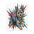 Yorkshire Terrier Canvas Print - Dynamic Comic Book Art with Halftone Dots - Energetic Yorkie Pop Art for Dog Lovers