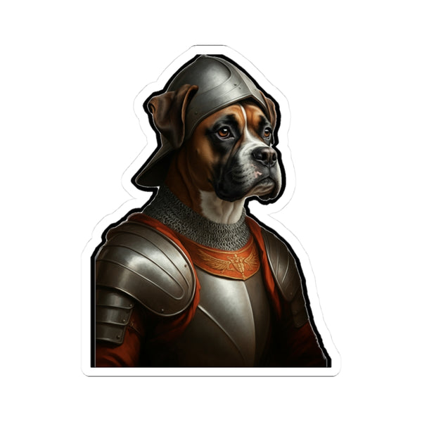 Boxer Medieval Knight Portrait Sticker, Dog Portrait Vinyl Decal, Kiss-Cut Sticker, Boxer Lover Gift