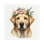 Labrador Retriever Watercolor Floral Crown Kiss-Cut Stickers | Premium Dog Prints | Tritan