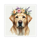 Labrador Retriever Watercolor Floral Crown Gift Set — Mug + Coaster + Sticker | Tritan