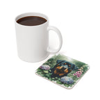 Rottweiler Watercolor Garden Peek Drink Coaster | Premium Dog Prints | Tritan — detail view