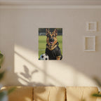 German Shepherd Oil Painting Soccer Portrait Canvas Wall Art Decor, Dog Lover Gift, Pet Owner Present, GSD Art Print