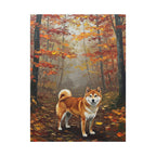 Shiba Inu Acrylic Painting Canvas Wall Art | Autumn Woods Dog Decor | Cute Shiba Gift for Dog Lovers | Pet Portrait Print