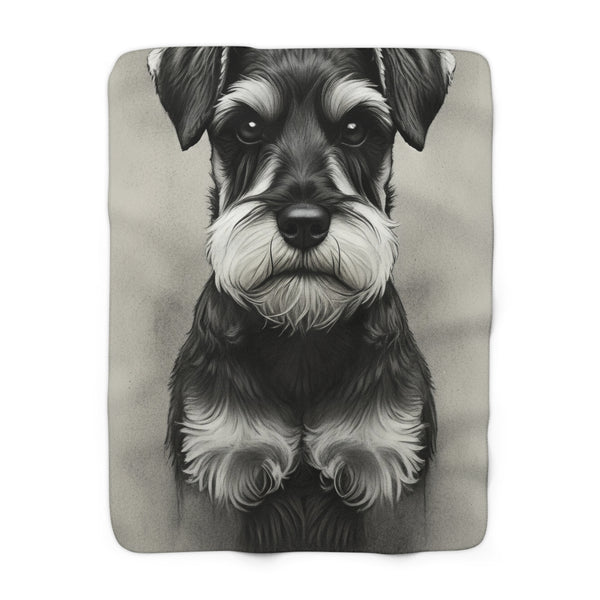 Miniature Schnauzer Charcoal Portrait Sherpa Fleece Blanket | Dog Lover Gift — primary view