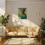 German Shorthaired Pointer Oil Painting Soccer Portrait Wall Art, GSP Dog Lover Gift, Canine Decor, Fetching Football Fan Canvas