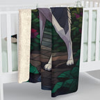 Siberian Husky Low Poly Forest Sherpa Fleece Blanket | Dog Lover Gift
