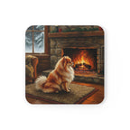 Acrylic Pomeranian - Winter Hearth | Cork Back Coaster