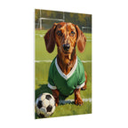 Dachshund Oil Painting Soccer Portrait Stretched Canvas Wall Art | Funny Dog Decor Gift | Pet Lover Home Art
