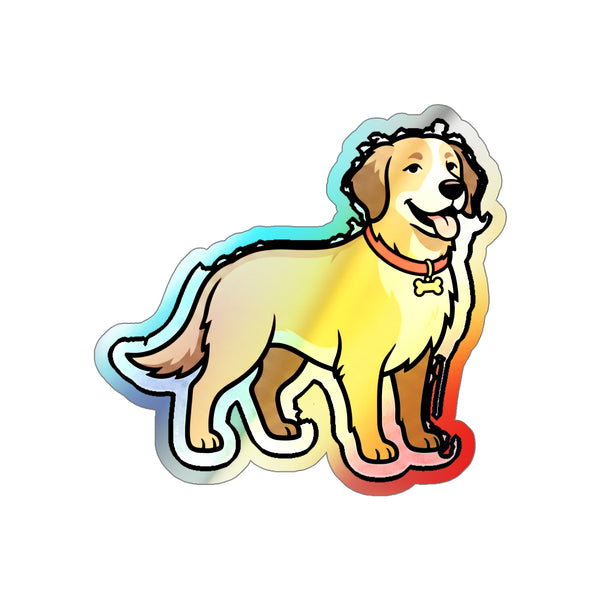 Pop Art Golden Retriever Holo Sticker | Tritan
