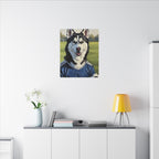 Siberian Husky Oil Painting Soccer Portrait Canvas Art | Dog Wall Decor | Pet Lover Gift for Sports Fans