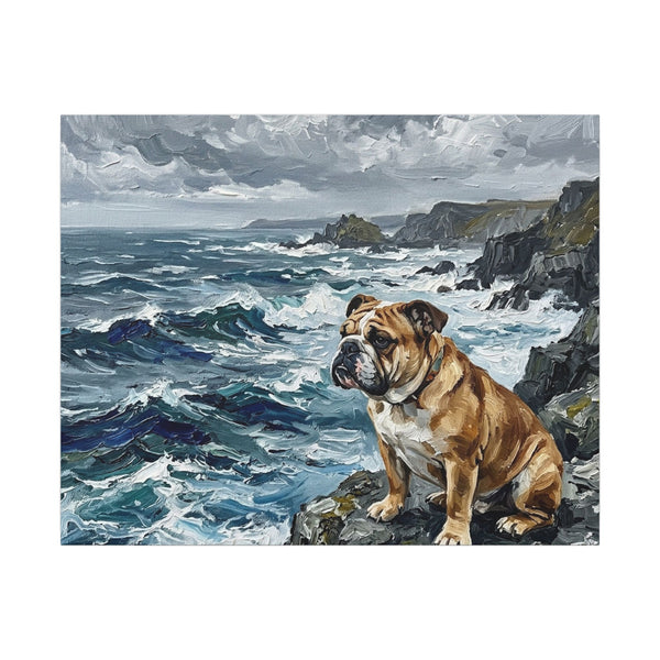 English Bulldog Canvas Wall Art Print | Dog Lover Gift | Pet Portrait | Modern Acrylic Painting Decor