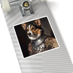 Corgi Medieval Knight Portrait Sticker, Dog Portrait Vinyl Decal, Kiss-Cut Sticker, Corgi Lover Gift