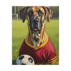 Great Dane Oil Painting Soccer Portrait Stretched Canvas Wall Art | Dog Lover Gift | Giant Breed Decor