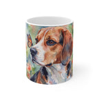 Beagle Watercolor Ceramic Coffee Mug 11oz, Soft Dog Painting, Beagle Lover Gift