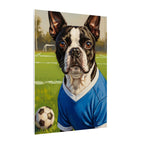 Boston Terrier Oil Painting Soccer Portrait Canvas Wall Art - Dog Lover Gift, Pet Decor, Sports Fan Home Art