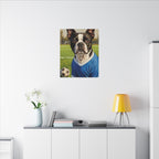 Boston Terrier Oil Painting Soccer Portrait Canvas Wall Art - Dog Lover Gift, Pet Decor, Sports Fan Home Art