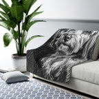 Havanese Charcoal Portrait Sherpa Fleece Blanket | Dog Lover Gift