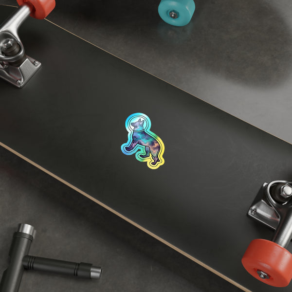 Cosmic German Shepherd Holo Sticker | Tritan — Lifestyle View