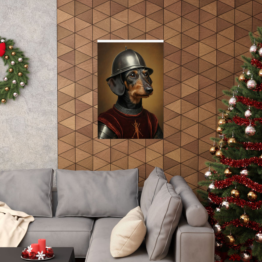 Dachshund Medieval Knight Portrait Matte Poster, Regal Dog Art Print, Dachshund Lover Gift, Wall Art