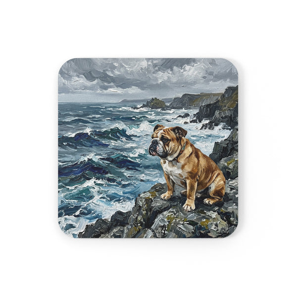 English Bulldog Acrylic Gallery Print Coastal Cliffside Drink Coaster | Premium Dog Prints | Tritan