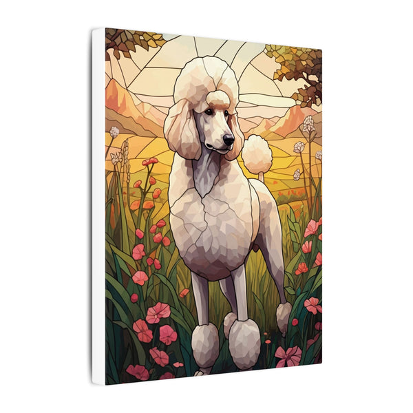 Poodle Stained Glass Stretched Canvas Wall Art Print | Dog Lover Gift | Elegant Pet Portrait Home Decor for Dog Mom