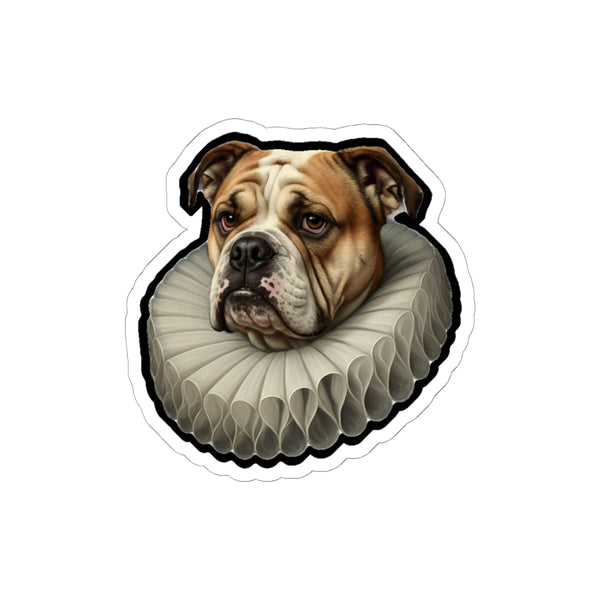 English Bulldog Renaissance Royal Portrait Sticker, Dog Portrait Vinyl Decal, Kiss-Cut Sticker, English Bulldog Lover Gift