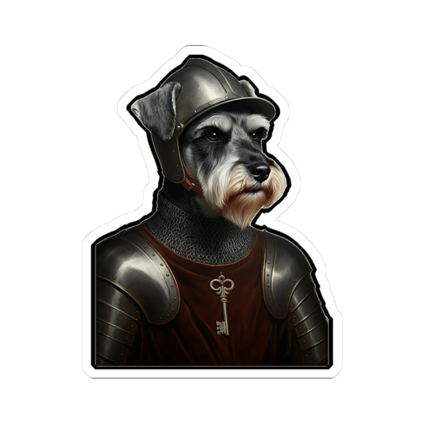 Miniature Schnauzer Medieval Knight Portrait Sticker, Dog Portrait Vinyl Decal, Kiss-Cut Sticker, Miniature Schnauzer Lover Gift