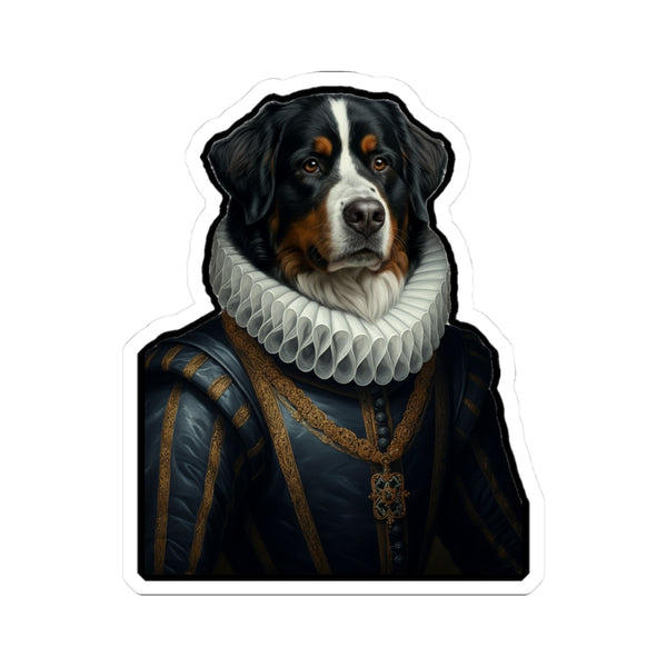 Bernese Mountain Dog Renaissance Royal Portrait Sticker, Dog Portrait Vinyl Decal, Kiss-Cut Sticker, Bernese Mountain Dog Lover Gift