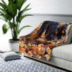 Rottweiler Watercolor Autumn Path Throw Blanket | Premium Dog Art | Tritan