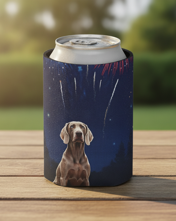 Weimaraner Can Cooler, America 250 Patriotic Dog Art, Independence Day Drink Hugger, Dog Lover Gift, Patriotic Decor
